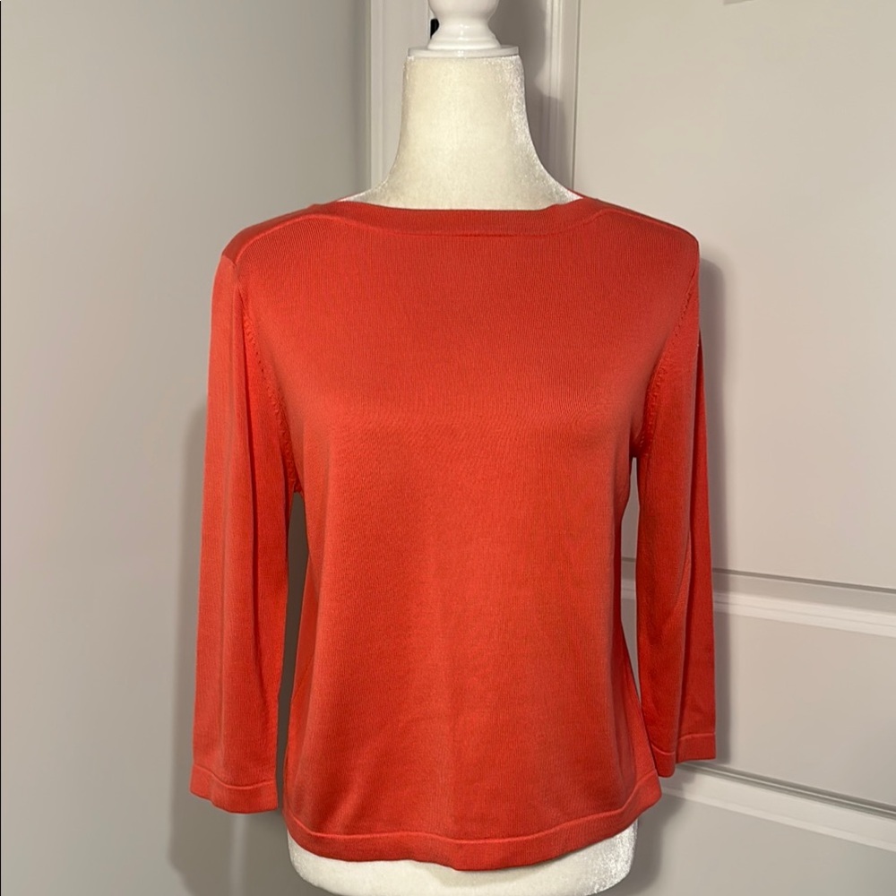 NWOT- Coldwater Creek Elegant 75% Silk Orange Red Women's Top Sweater